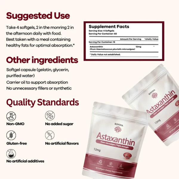 Rovina Astaxanthin 12mg Softgels
